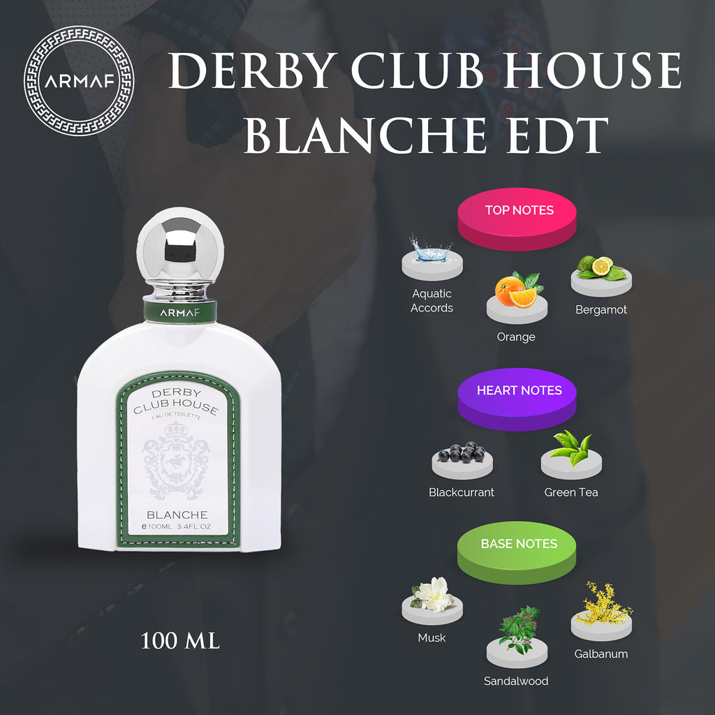 ARMAF DERBY CLUB HOUSE BLANCHE EAU DE TOILETTE 100ML 3.4 FL.OZ.