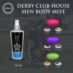 ARMAF DERBY CLUB HOUSE FOR MEN FRAGRANCE BODY SPRAY 250ML 8.4 FL.OZ.