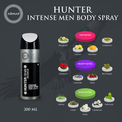 Armaf Hunter Intense For Men Perfume Body Spray 200ml 6.7 Fl.oz. Long Lasting | Daily Wear | Alcohol Free