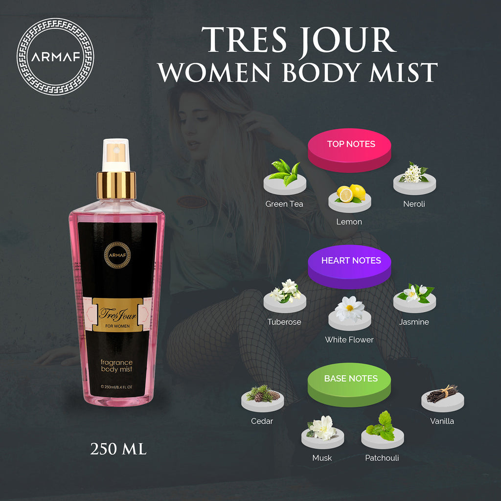 ARMAF TRES JOUR WOMEN MIST 250ML 8.4 FL.OZ.