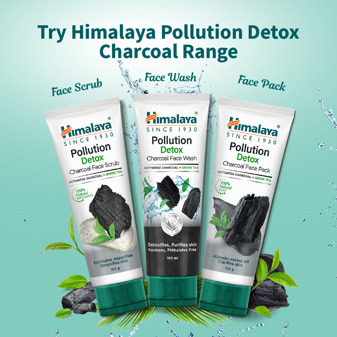 Himalaya Pollution Detox Charcoal Face Pack, Helps Absorb Impurities & Excess Oil Caused By Pollution | 100gm