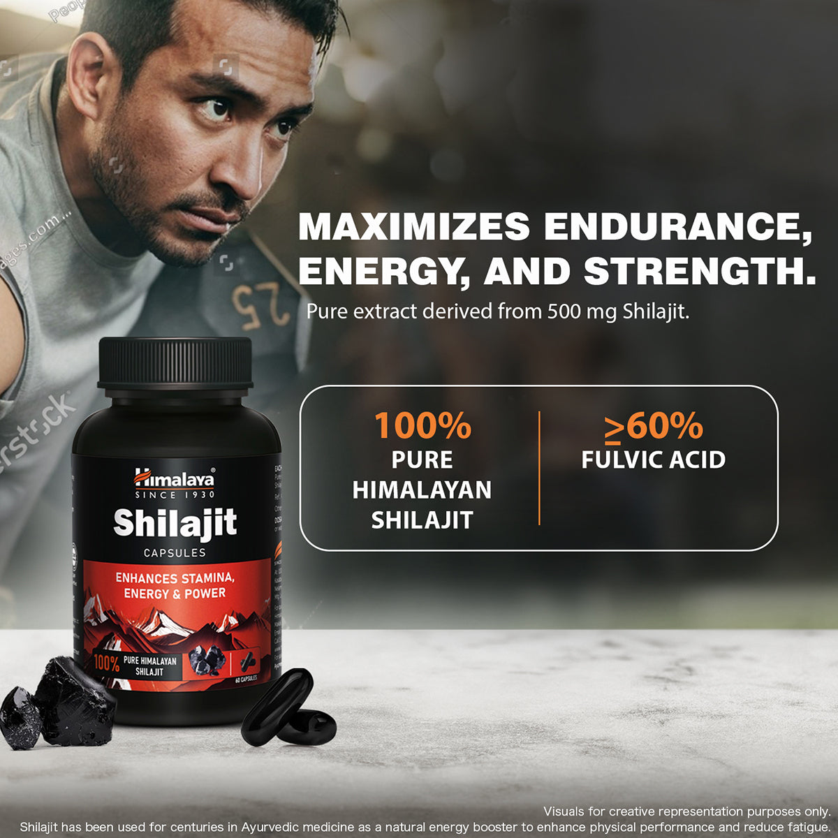 Himalaya Shilajit, 100% Pure Himalayan Shilajit, Enhances Stamina, Energy & Power | Supports Healthy Testosterone Levels | 60 Capsules (Pack Of 5)