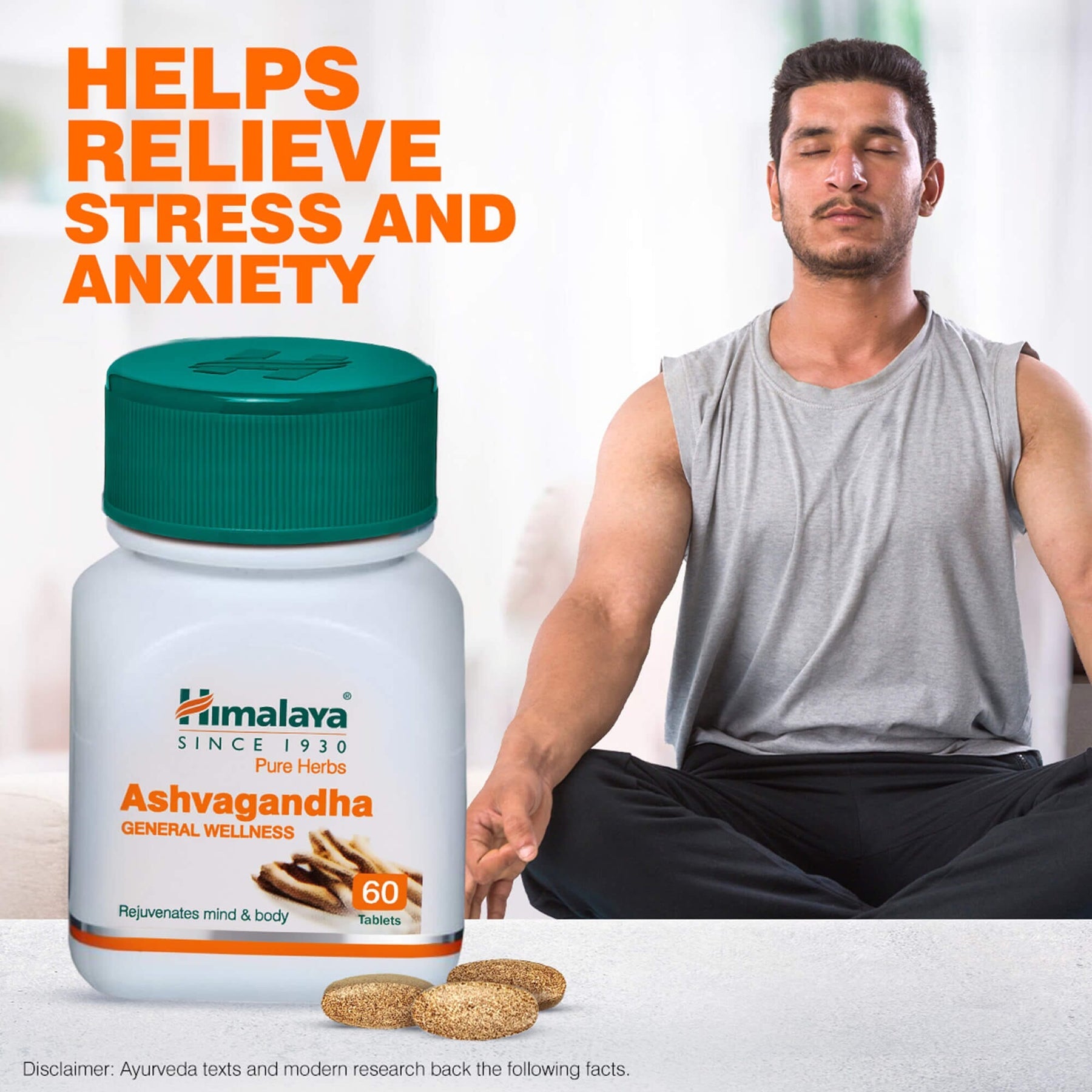 Himalaya Wellness Ashvagandha Tablets, Stress Relief Supplement, Rejuvenates Mind & Body | 60 Tablets (Pack of 2)