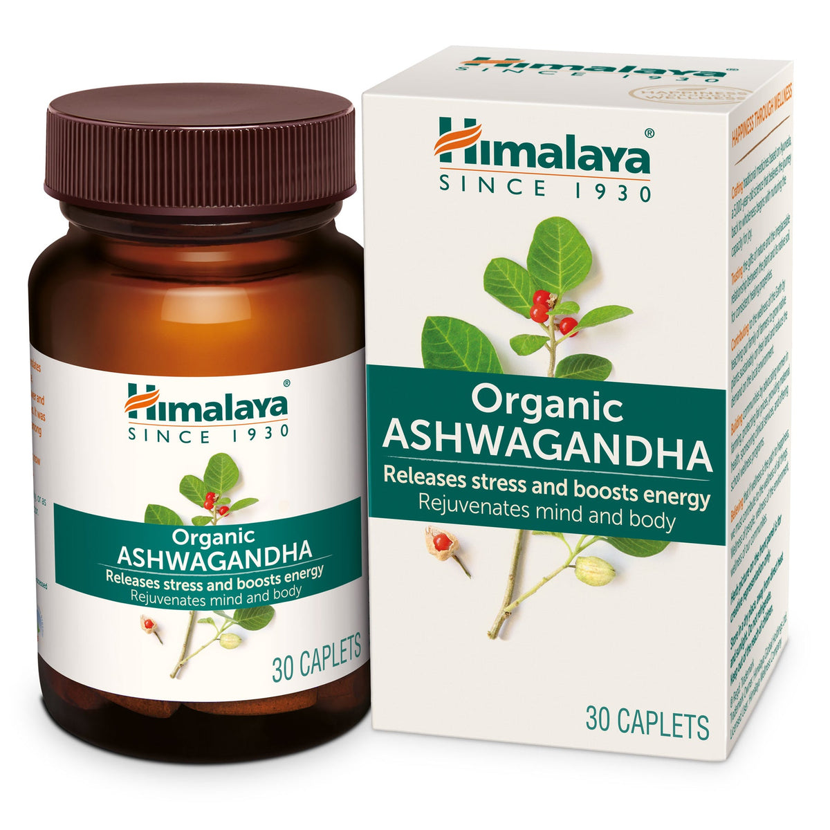 Himalaya Organic Ashwagandha 670mg Tablets, Helps Release Stress, Rejuvenates Mind & Body, General Wellness | 30 Caplets