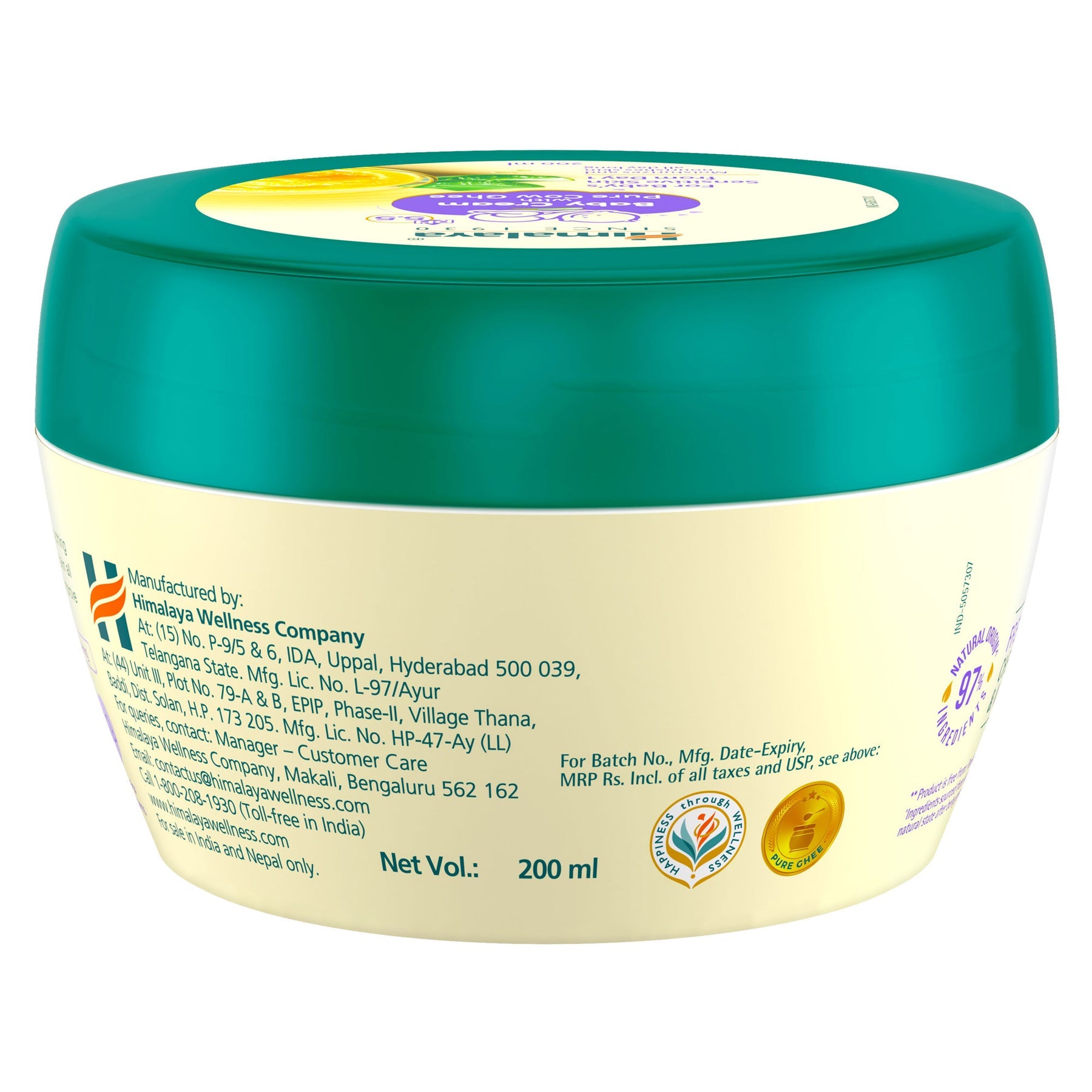 Himalaya Baby Cream With Pure Cow Ghee, Moisturizes And Nourishes Skin All Day Long | 200ml