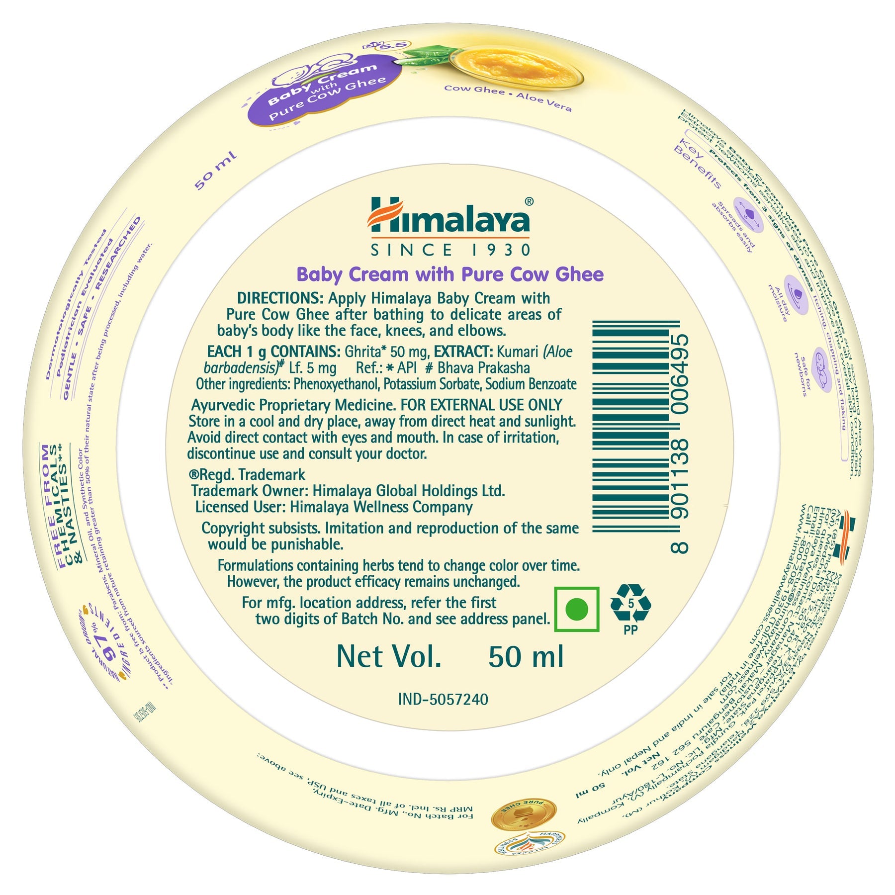 Himalaya Baby Cream With Pure Cow Ghee, Moisturizes And Nourishes Skin All Day Long | 50ml