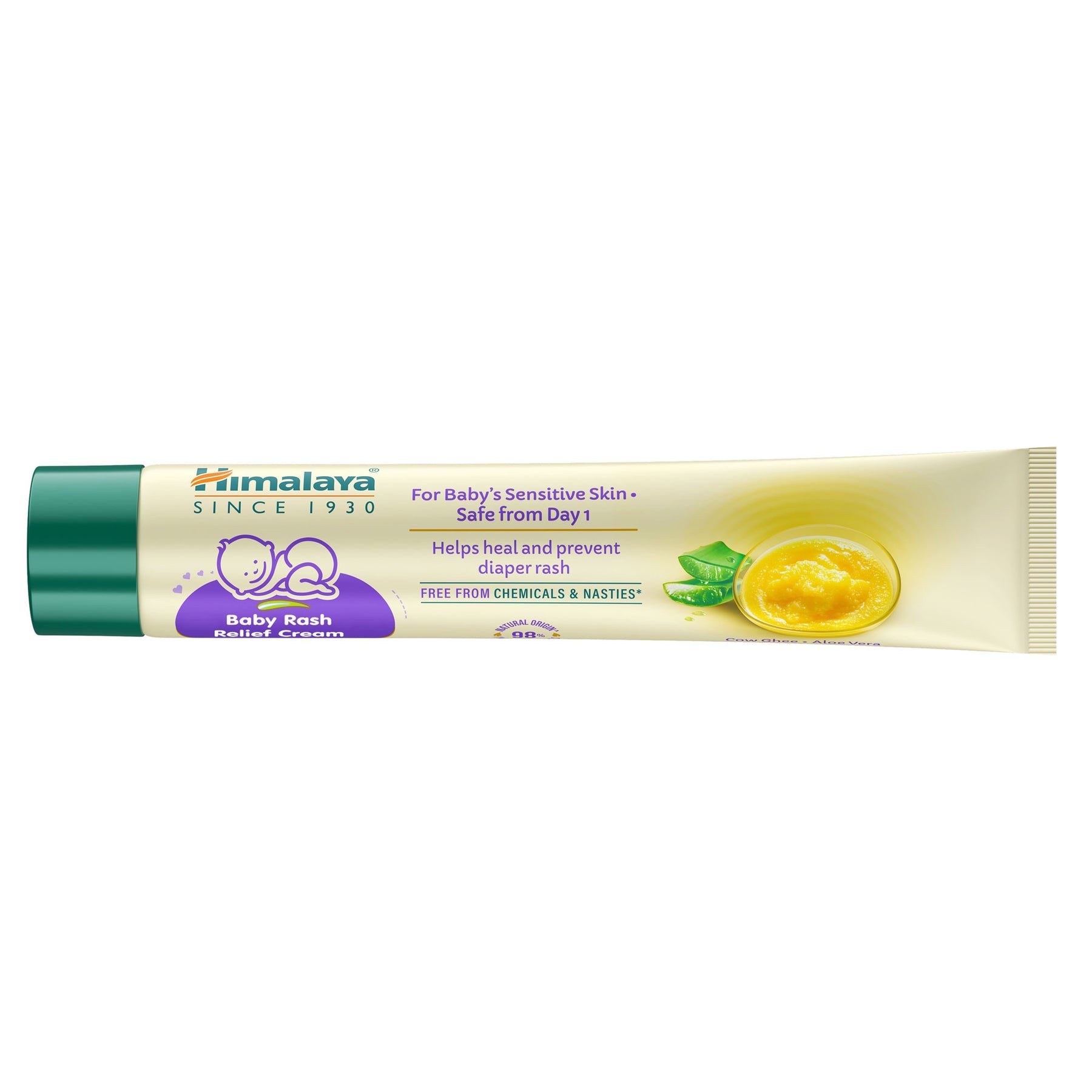 Himalaya Baby Rash Relief Cream With Pure Cow Ghee, Helps Heal & Prevent Diaper Rashes | 20gm