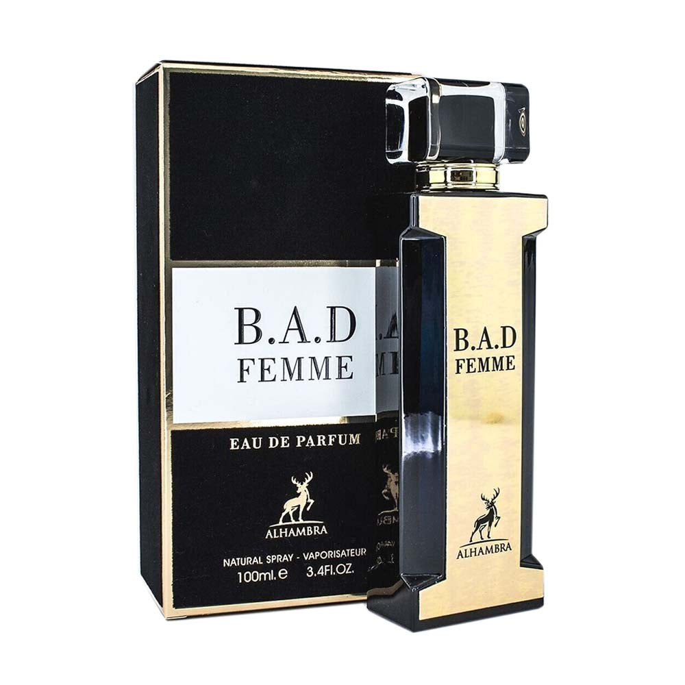 B.A.D FEMME BY MAISON ALHAMBRA EAU DE PARFUM FOR WOMEN 100ML 3.4 FL.OZ.