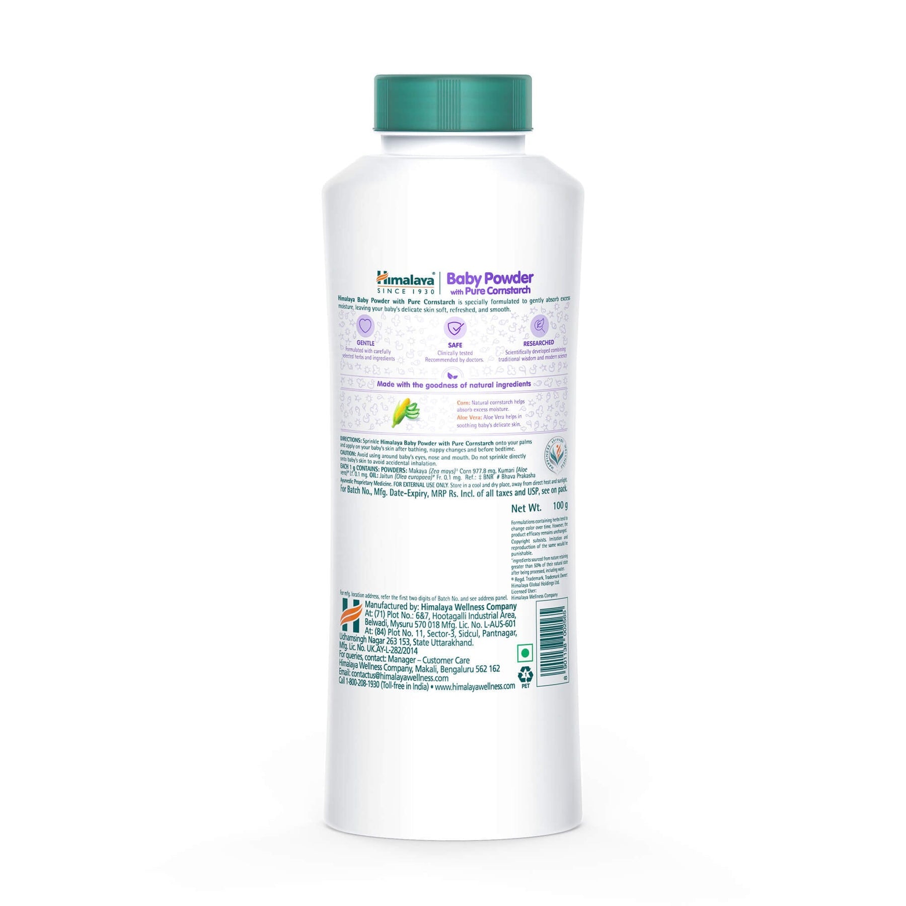 Himalaya Baby Powder With Pure Cornstarch, Refreshes, Soothes, Keeps Baby's Skin Soft & Dry | 100gm