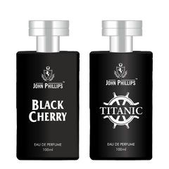 John Phillips Luxury Eau De Perfumes Black Cherry &  Titanic 100ml 3.4 Fl.oz. Each Pack Of 2 | For Unisex