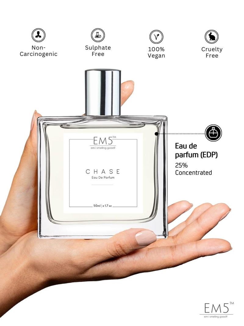 EM5 Chase Eau De Parfum For Men 50 Ml 1.7 Fl.oz. | Strong And Long Lasting | Citrus Woody Spicy | Luxury Gift For Men