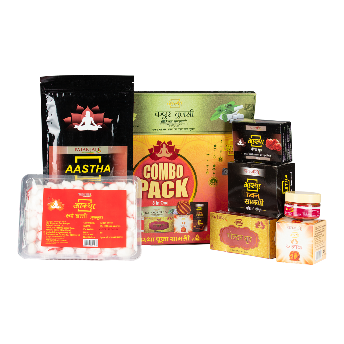 Patanjali Aastha Pooja Samagri, Combo Pack, With Best Quality Products In Low Price, 608gm