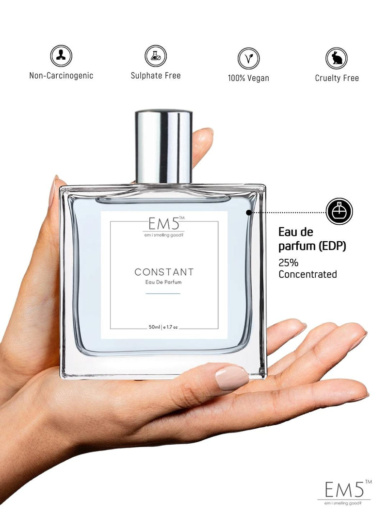 EM5 Constant EDP Perfume For Men 50 Ml 1.7 Fl.oz. | Strong & Long Lasting | Spicy Musky Woody | Luxury Gift For Men