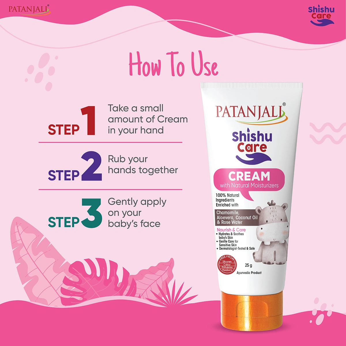 Patanjali Shishu Care Cream, With Nourish, Hydrate & Soothes Baby'S Delicate Skin, 25gm