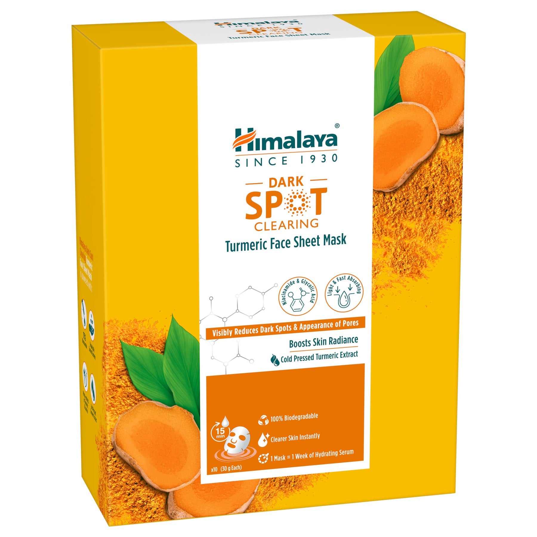 Himalaya Dark Spot Clearing Turmeric Face Sheet Mask, Visibly Reduces Dark Spots & The Appearance Of Pores | 30gm