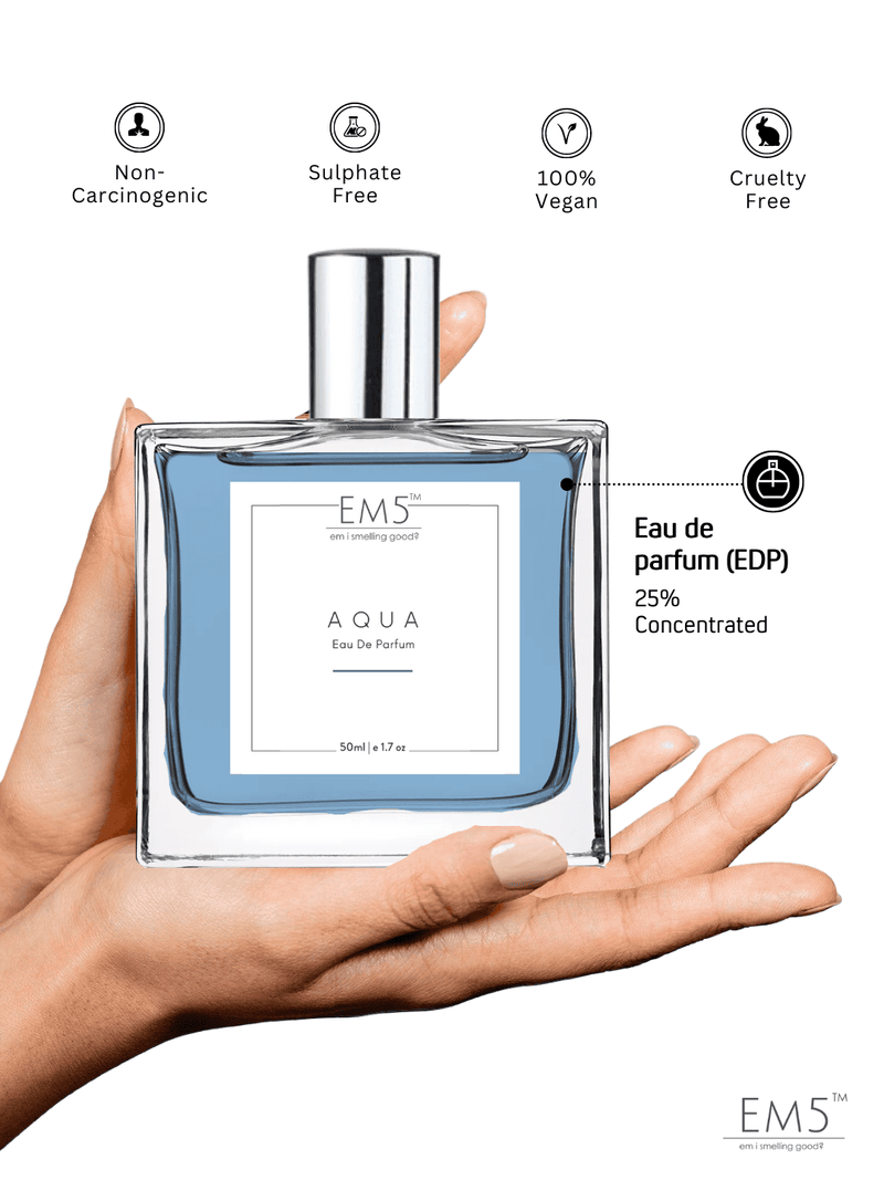 EM5 Aqua Edp Perfume Spray For Men | Eau De Parfum | 50 Ml 1.7 Fl.oz. | Strong And Long Lasting Fragrance | Aromatic Fresh Spicy Accords | Luxury Gift For Men