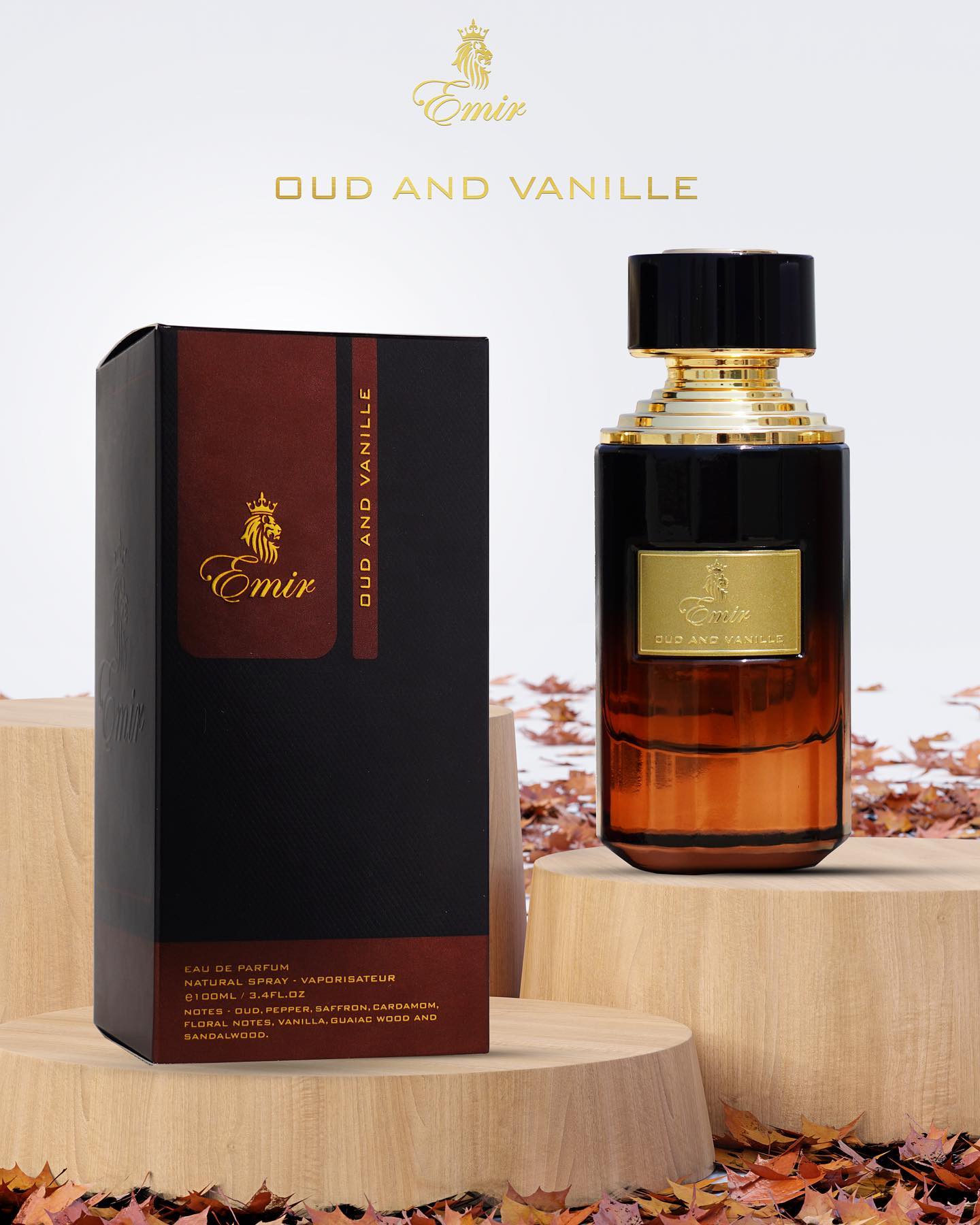 Emir Oud And Vanille Eau De Parfum 100ml 3.4 Fl.oz. Unisex Luxury Fragrance | Long Lasting | Party Wear