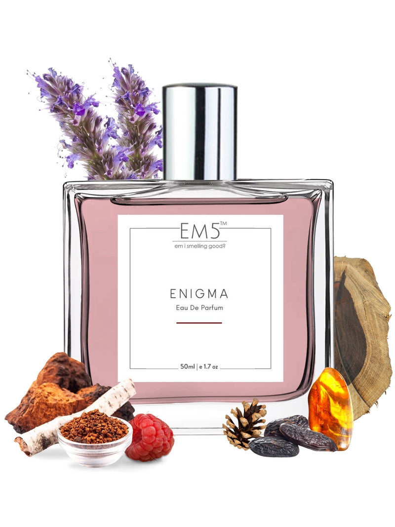 EM5 Enigma Unisex Perfume | Eau De Parfum Spray For Men & Women | Woody Amber Warm Spicy Accords | Strong And Long Lasting Fragrance | Luxury Gift For Him / Her | 50 Ml 1.7 fl.oz.