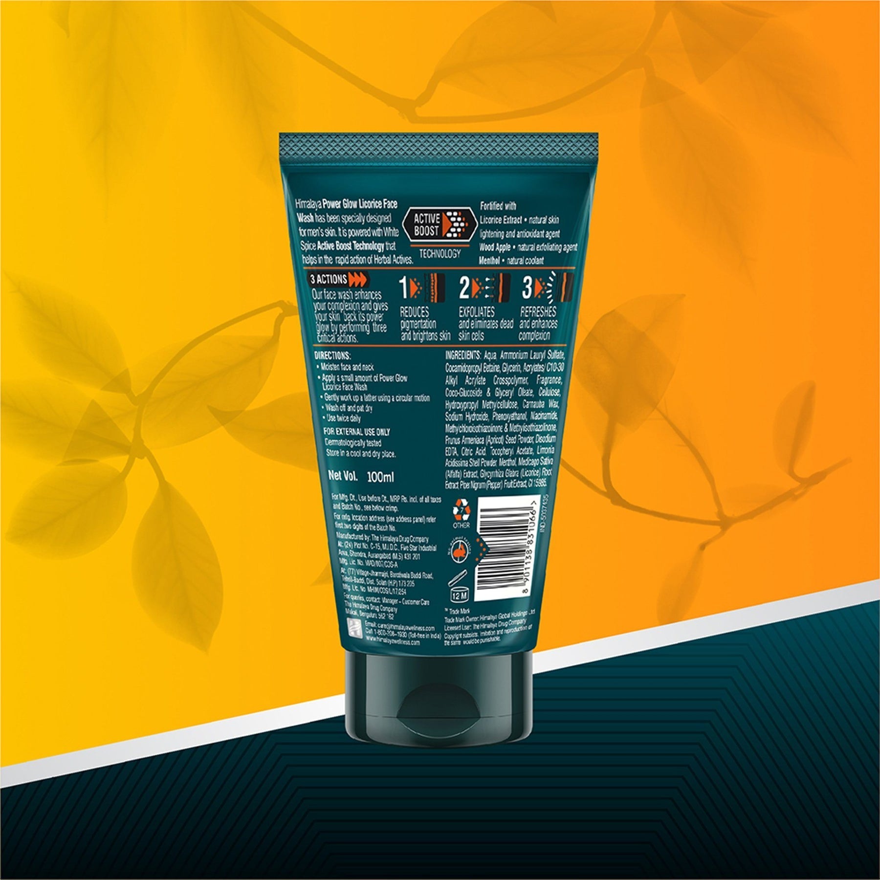 Himalaya Men Power Glow Licorice Face Wash, For Visibly Fairer & Brighter Skin | 100ml