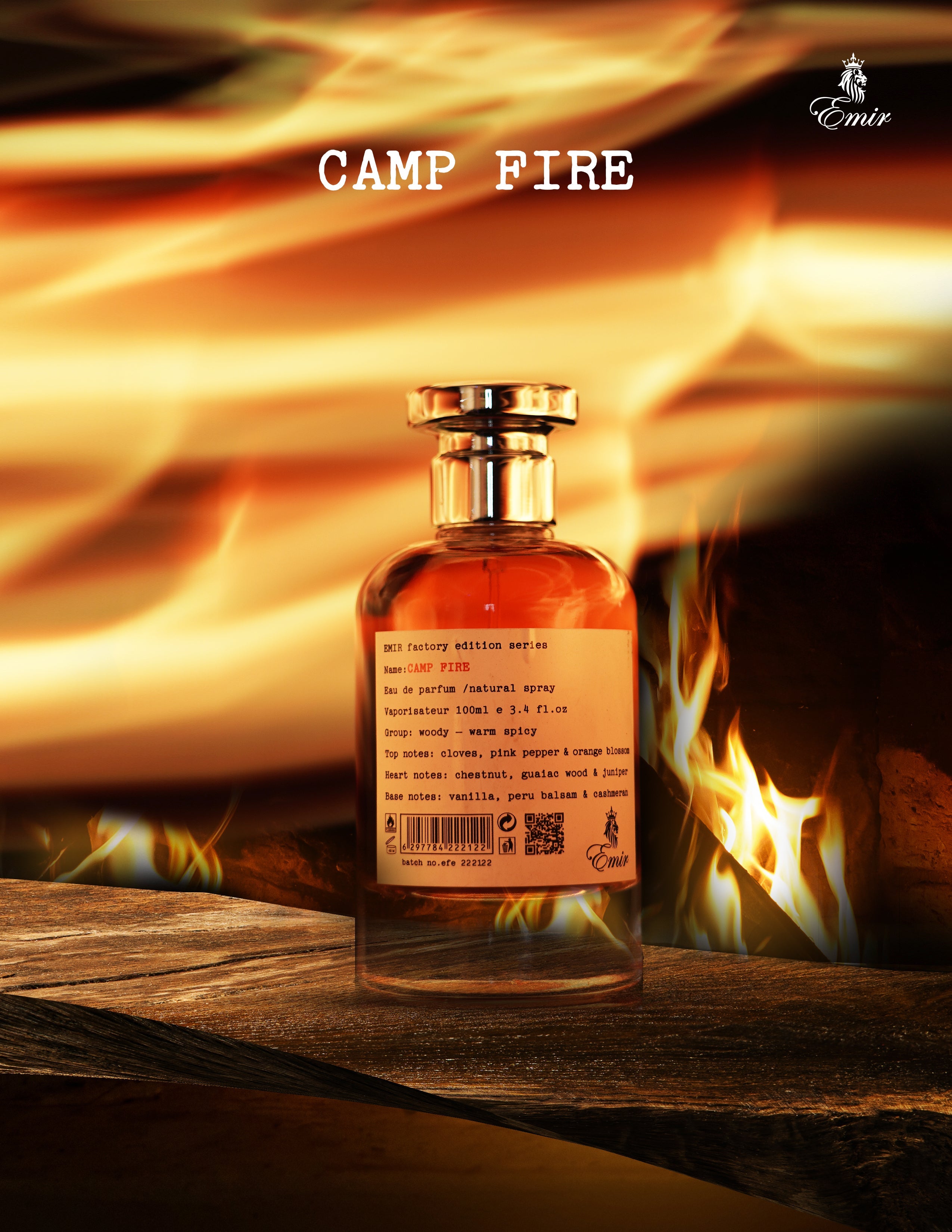 Emir Camp Fire Factory Edition Eau De Parfum 100ml 3.4 Fl.oz. Unisex Fragrance | Long Lasting | Daily Wear