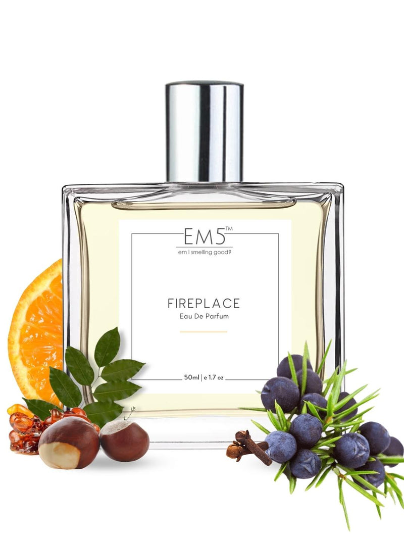 EM5 Fireplace Unisex Eau De Parfum 50 Ml 1.7 Fl.oz. | Strong And Long Lasting | Woody Vanilla Balsamic | Luxury Gift For Men & Women