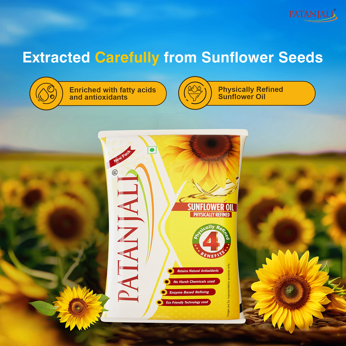 Patanjali Sunflower Oil (Pouch) 1liter