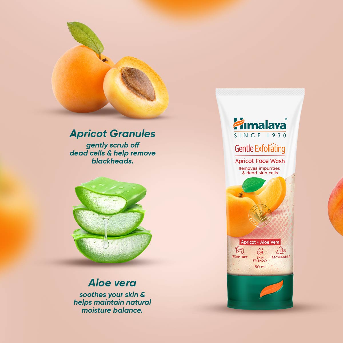 Himalaya Gentle Exfoliating Apricot Face Wash, Removes Blackheads |  50ml
