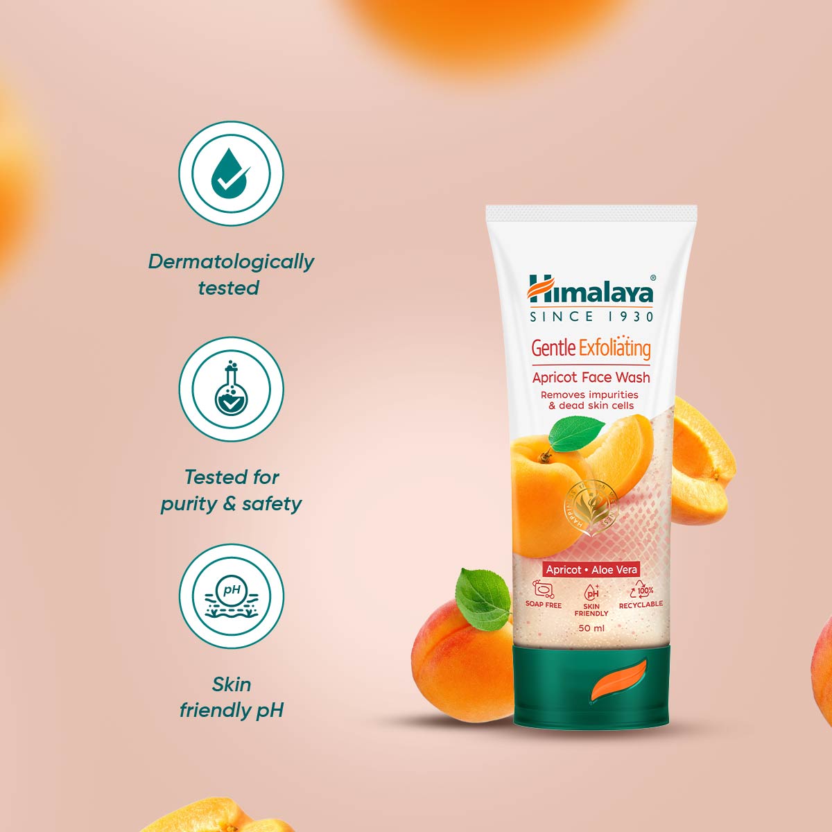 Himalaya Gentle Exfoliating Apricot Face Wash, Removes Blackheads |  50ml