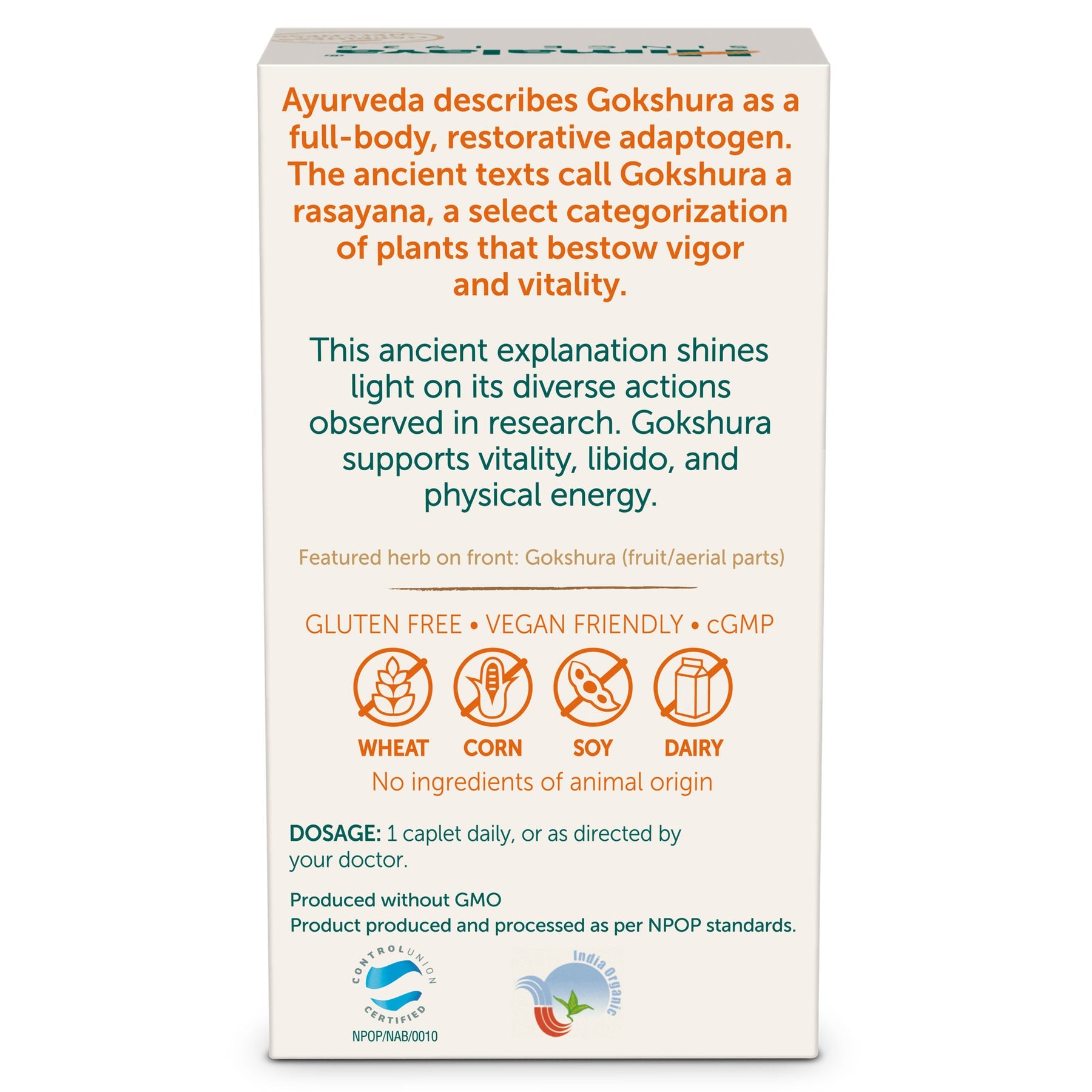 Himalaya Organic Gokshura (Tribulus), Improves Energy & Vigor, Builds Muscle Strength | 60 Tablets