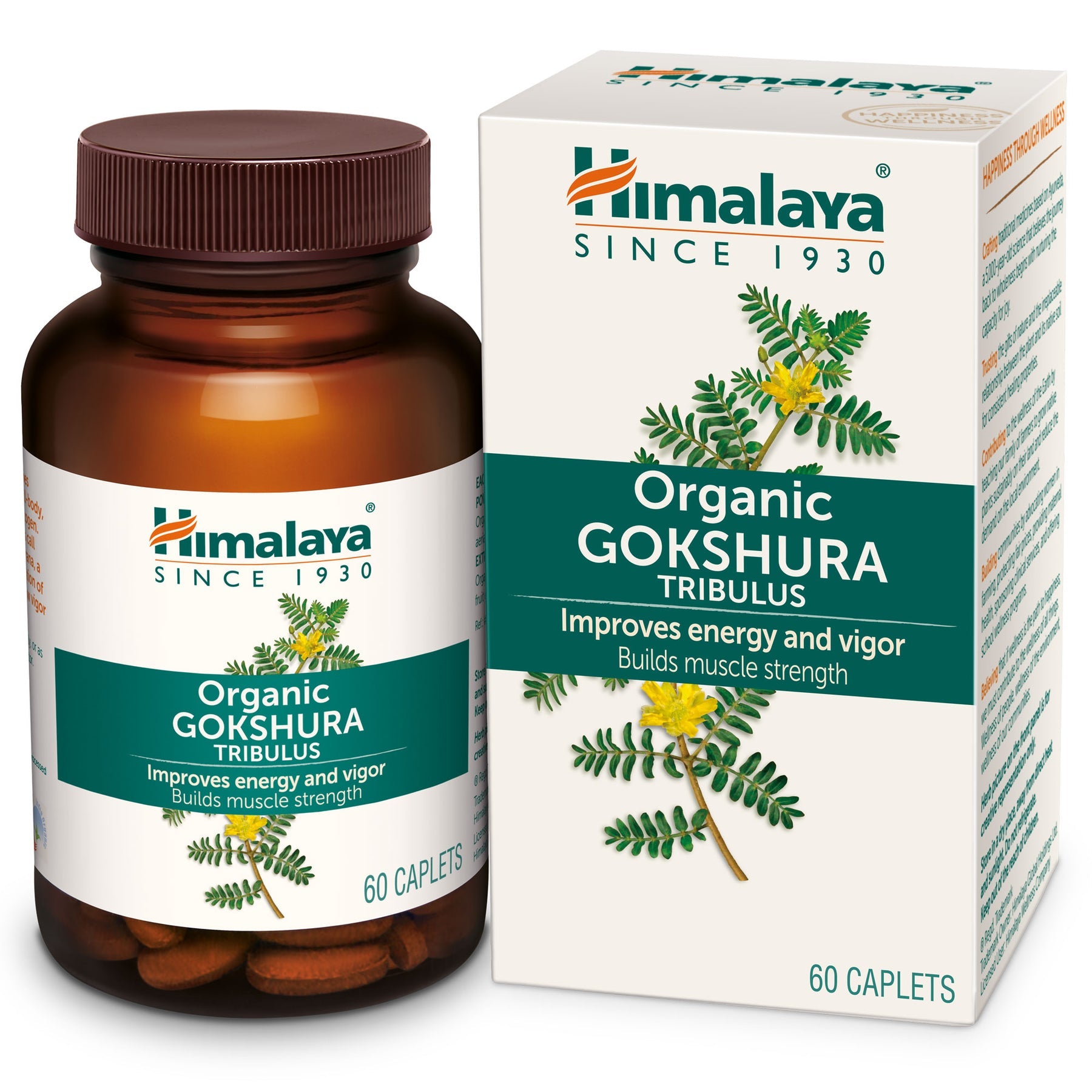 Himalaya Organic Gokshura (Tribulus), Improves Energy & Vigor, Builds Muscle Strength | 60 Tablets