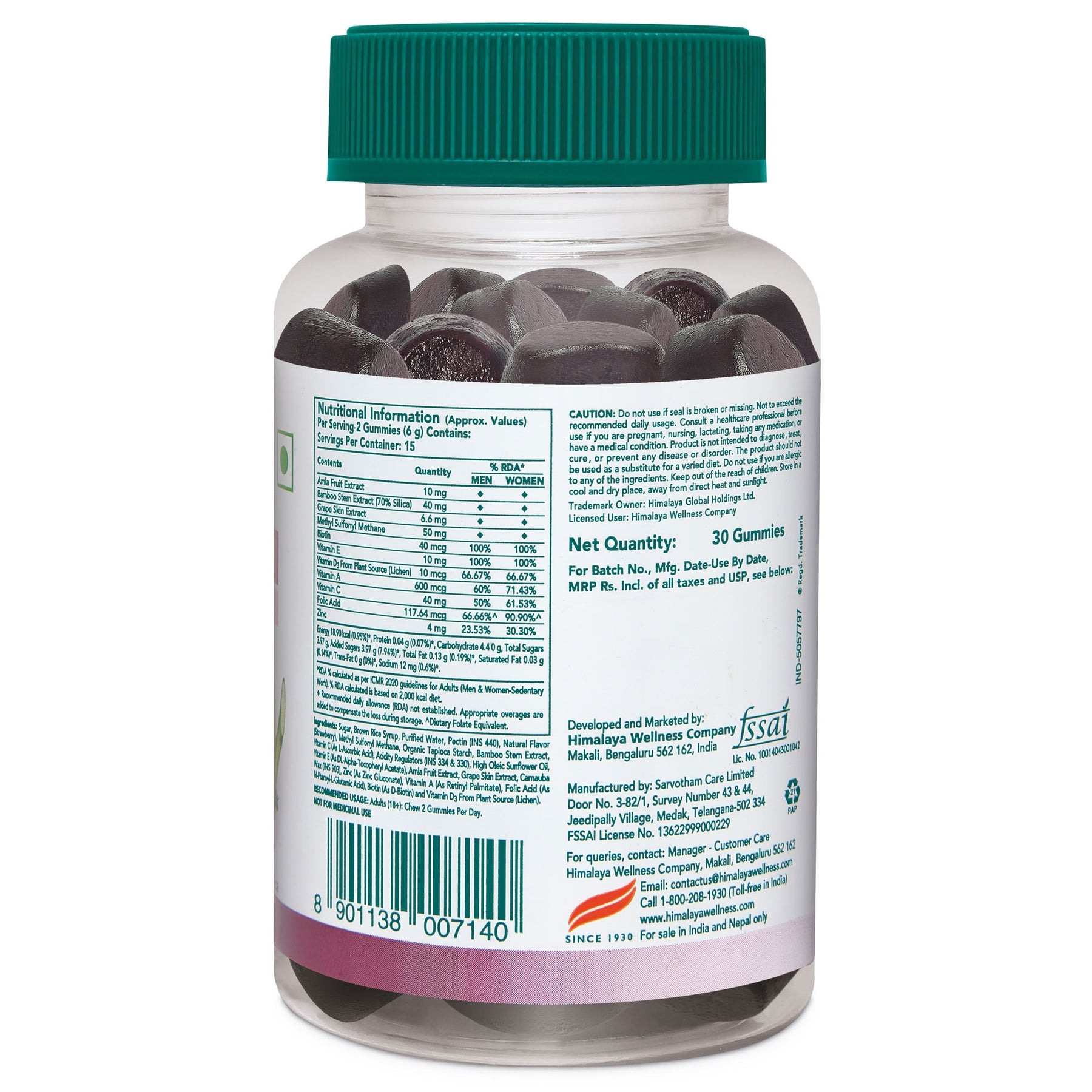Himalaya Healthy Hair Gummies, Supports Strong, Healthy, & Shiny Hair | 30 Gummies