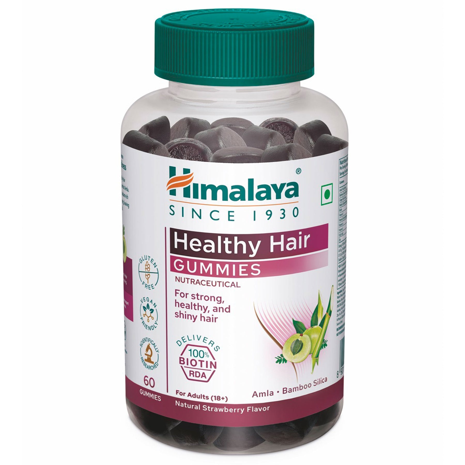 Himalaya Healthy Hair Gummies, Supports Strong, Healthy, & Shiny Hair | 60 Gummies
