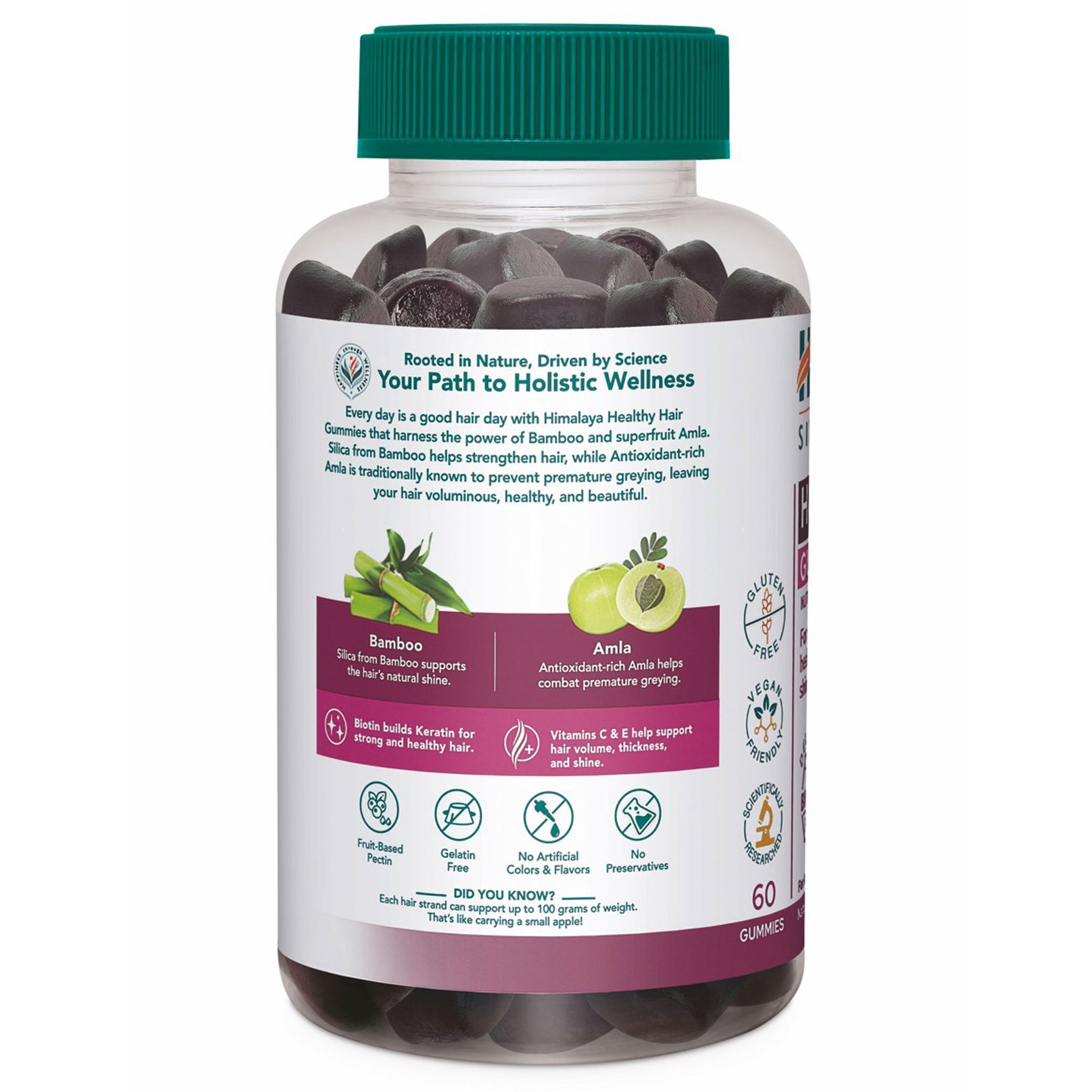 Himalaya Healthy Hair Gummies, Supports Strong, Healthy, & Shiny Hair | 60 Gummies
