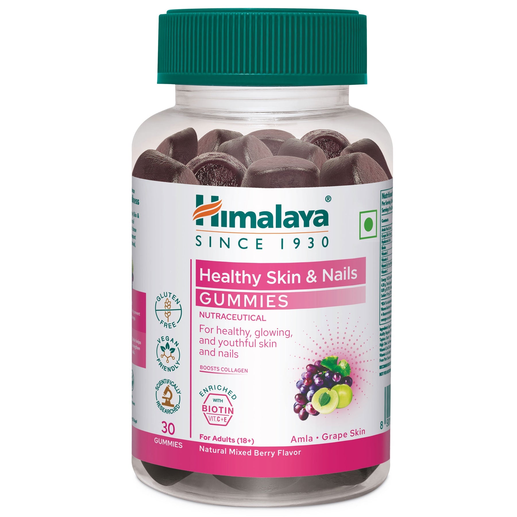 Himalaya Skin & Nail Health Gummies For Healthy, Glowing, Youthful Skin & Nails | With 5 Essential Vitamins, Gelatin-Free Fruit Based Gummies | 100% Vegetarian, 30 Gummies