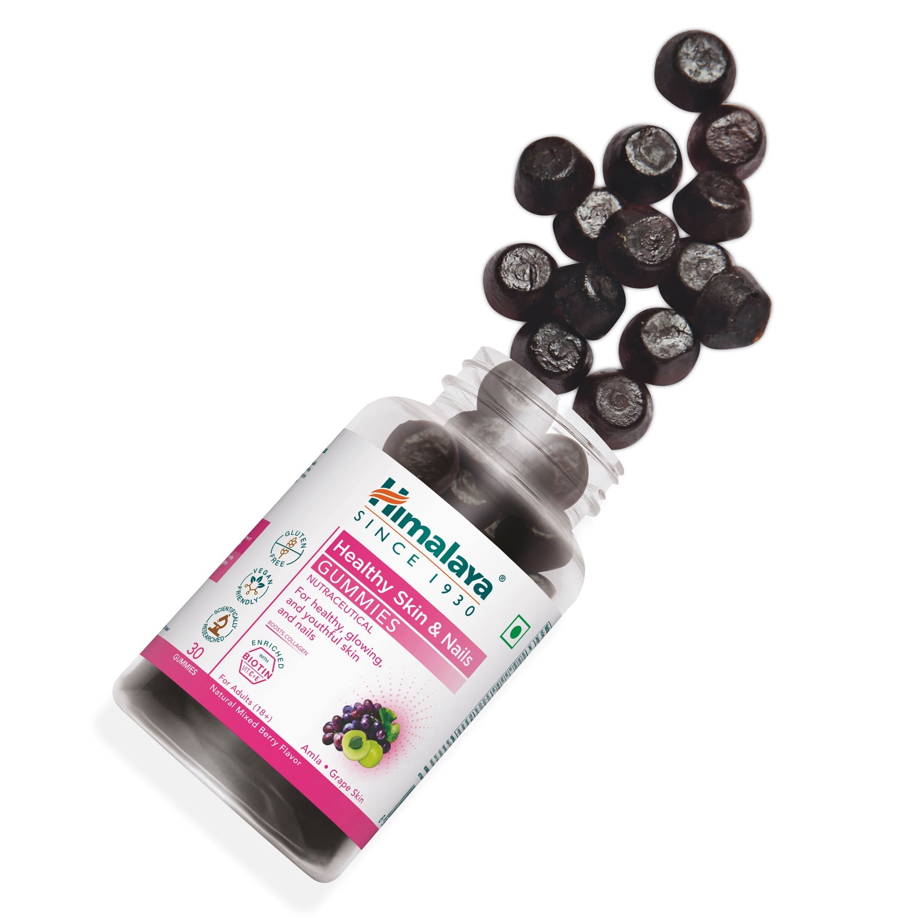 Himalaya Skin & Nail Health Gummies For Healthy, Glowing, Youthful Skin & Nails | With 5 Essential Vitamins, Gelatin-Free Fruit Based Gummies | 100% Vegetarian, 30 Gummies