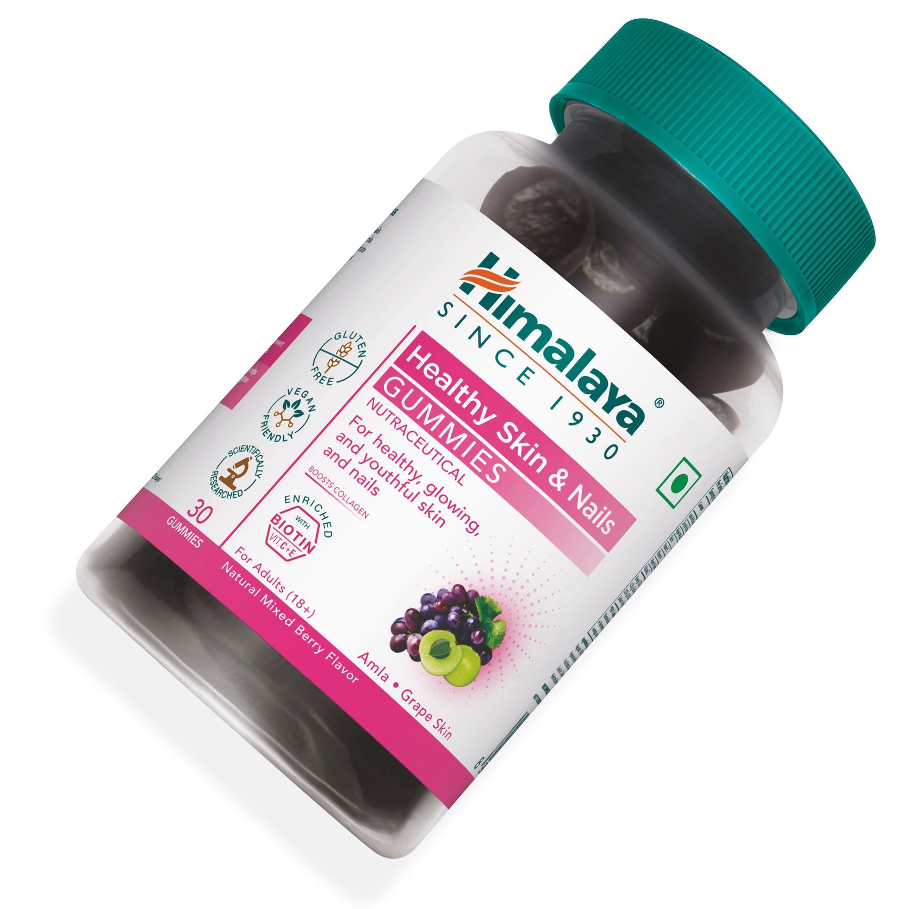 Himalaya Skin & Nail Health Gummies For Healthy, Glowing, Youthful Skin & Nails | With 5 Essential Vitamins, Gelatin-Free Fruit Based Gummies | 100% Vegetarian, 30 Gummies