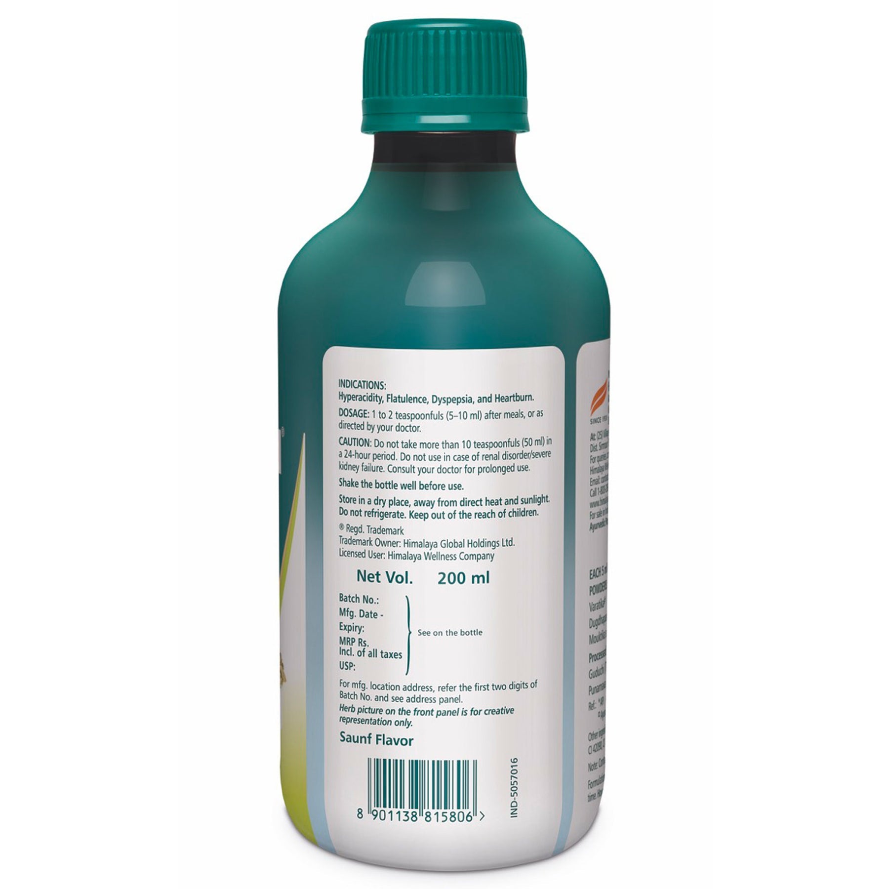 Himalaya Himcocid - Sf, Provides Quick Relief From Hyperacidity (Saunf Flavour) | 200ml