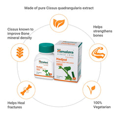 Himalaya Pure Herbs Hadjod Bone & Joint Wellness Tablet, Helps To Restore Tensile Strength Of Bones | 60 Tablets (Pack Of 5)