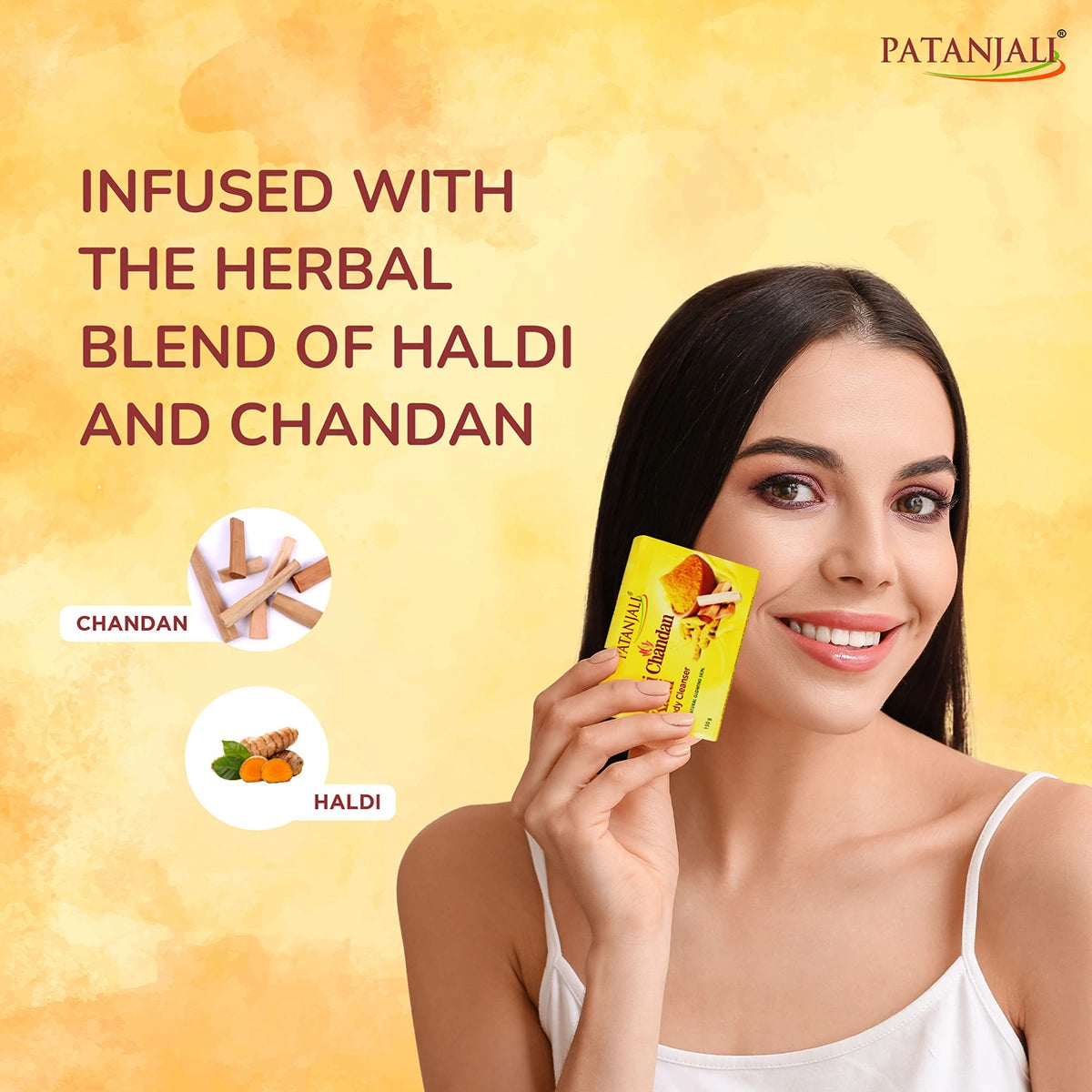 Patanjali Haldi Chandan Kanti Body Cleanser 150g Pack Of 4,With Nourishing & Hydrating Skin, 600gm