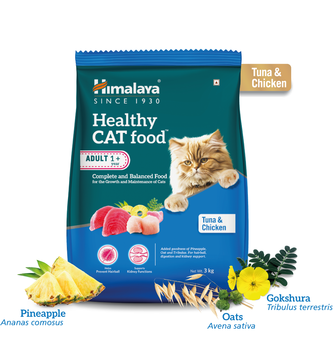 Himalaya Healthy Cat Food Adult, Tuna & Chicken, Complete, Balanced Food For The Growth & Maintenance Of Adult Cats | 3 Kg