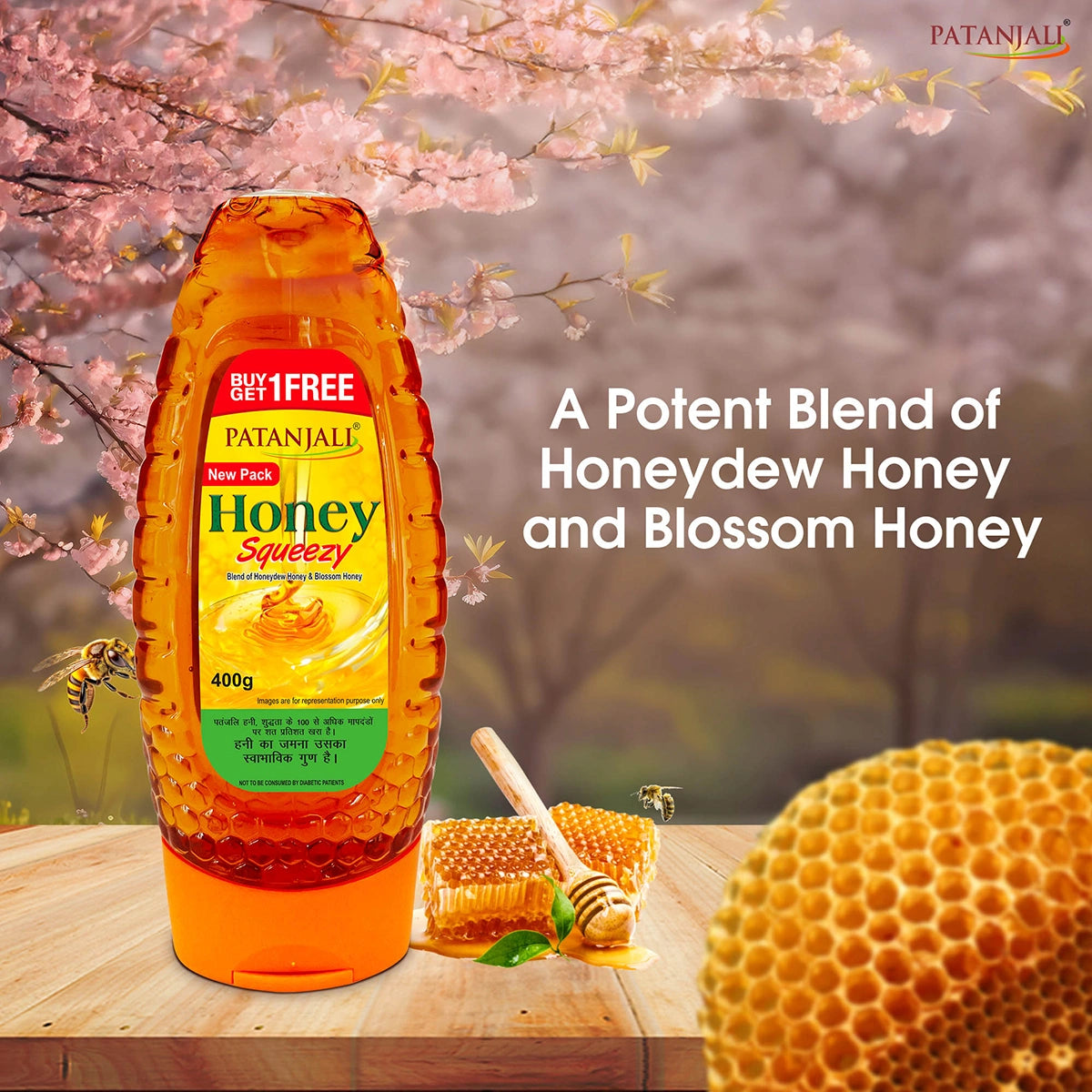 Patanjali Honey Squeeze - 400 G (1+1 Combo) 800gm