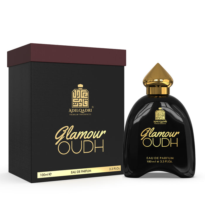 ADILQADRI GLAMOUR OUDH PERFUME | WOODY AND ADDICTIVE FRAGRANCE | 100ML 3.4 FL.OZ. | LONG LASTING LUXURY SCENT FOR UNISEX | EAU DE PARFUM