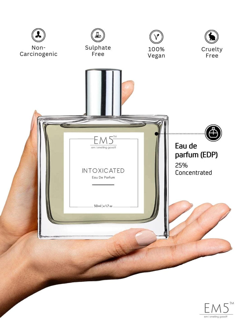 EM5 Intoxicated Eau De Parfum Unisex Perfume 50 Ml 1.7 Fl.oz. | Edp Spray For Men & Women | Strong And Long Lasting Fragrance | Cinnamon Warm Spicy | Luxury Gift For Him & Her