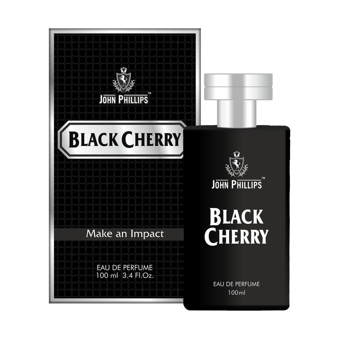 John Phillips Black Cherry Long Lasting Eau De Parfum 100ml 3.4 Fl.oz. Fougere Aromatic | French Perfume Ideal For Men & Women