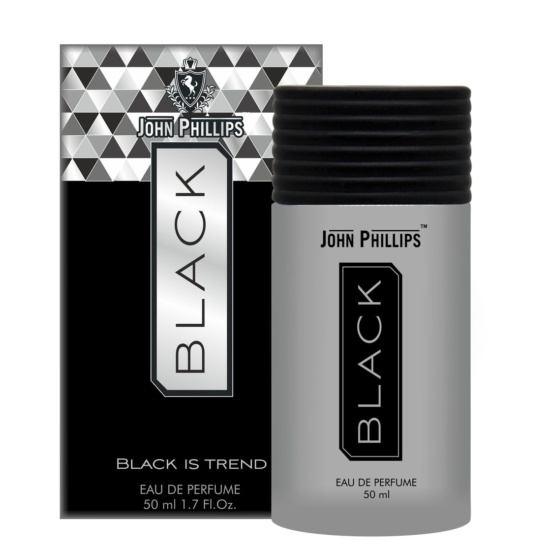 John Phillips Black Long Lasting Eau De Parfum  50ml 1.6 Fl.oz. Citrusy & Musky | French Perfume Ideal For Men