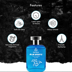 John Phillips Blue Sportz Eau De Perfume 100ml 3.4 Fl.oz. Skin Friendly & Long Lasting Perfume | Men Fragrance For Morning , Gym & Travel