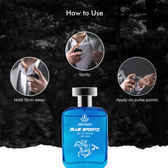 John Phillips Blue Sportz Eau De Perfume 100ml 3.4 Fl.oz. Skin Friendly & Long Lasting Perfume | Men Fragrance For Morning , Gym & Travel