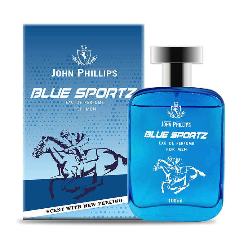 John Phillips Blue Sportz Eau De Perfume 100ml 3.4 Fl.oz. Skin Friendly & Long Lasting Perfume | Men Fragrance For Morning , Gym & Travel