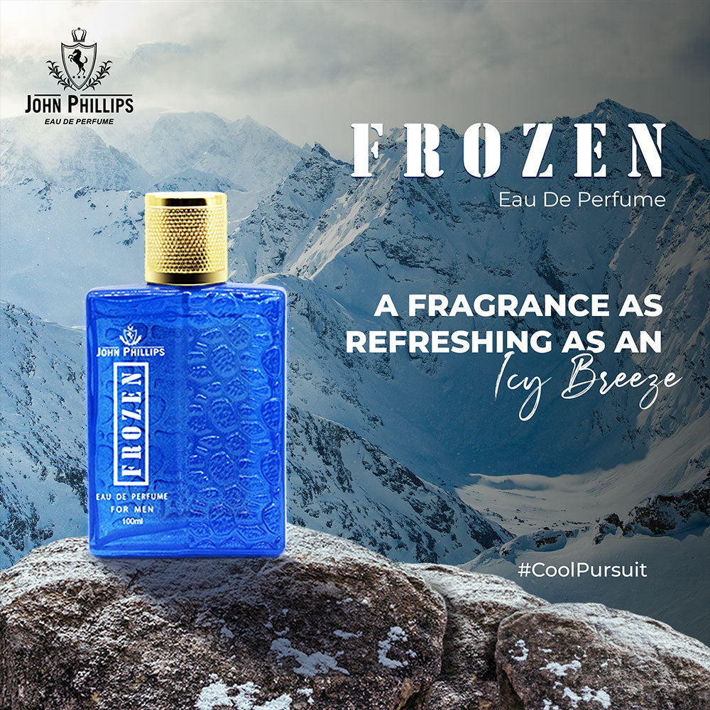 John Phillips  Frozen Eau De Perfume 100ml 3.4 Fl.oz. Skin Friendly & Long Lasting Perfume | Men Aquatic Fresh Fragrance For All Occasions