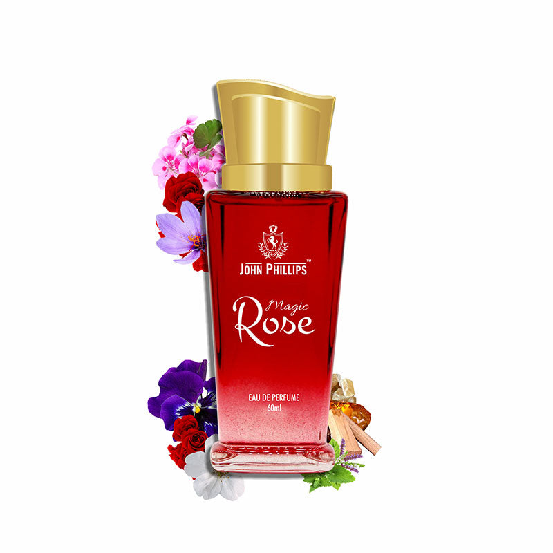 John Phillips Magic Rose Daily Wear Casual Eau De French Perfume 60ml 2 Fl.oz. |  Unisex Gulab Fragrance For Morning , Travel & Date
